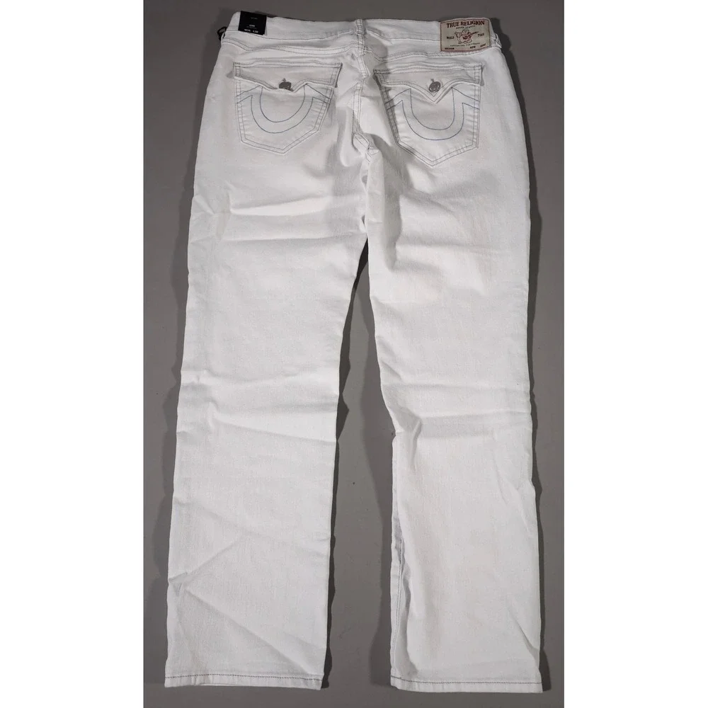 True Religion Geno Relaxed Slim Jeans Mens 36 Optic White Flap Pocket 700217